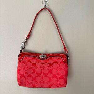 Coach Red Turnclock Wristlet Pouch Clutch